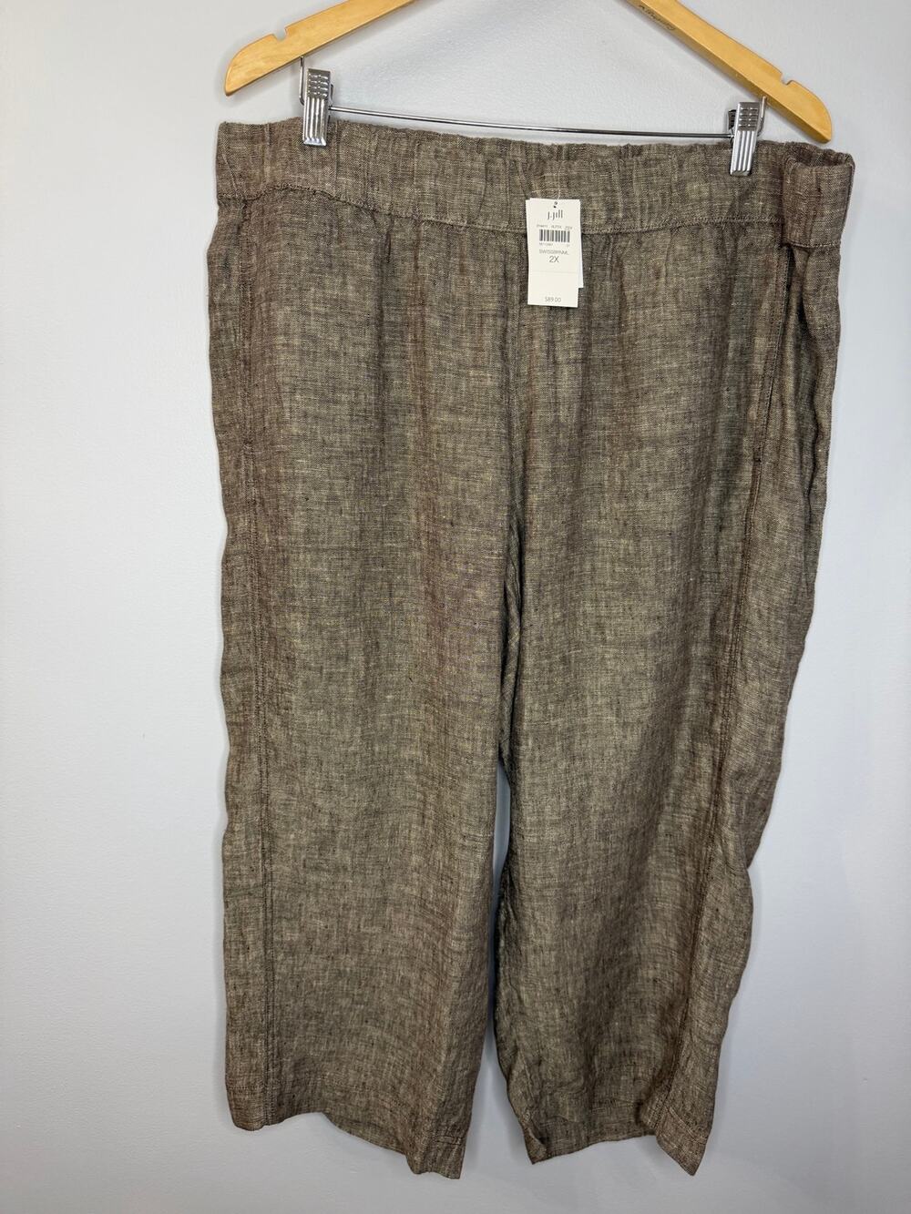 J. Jill Pure Linen Cropped Straight Pant Pull-on Brown Mature Women's 2X New